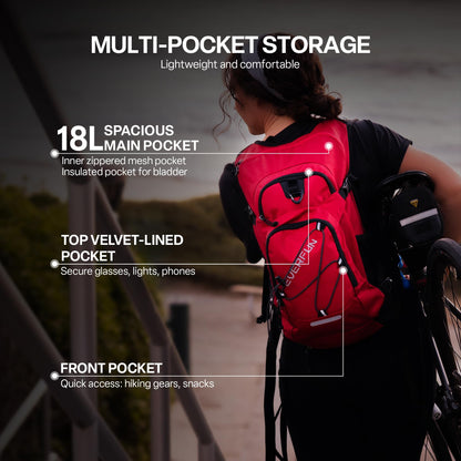 EVERFUN Hydration Backpack 18L Hiking Water Backpack with 3L Water Bladder, Women Men Hydration Pack Insulated Daypack Lightweight Hydropack with Rain Cover for Hiking, Cycling, Running, Festivals