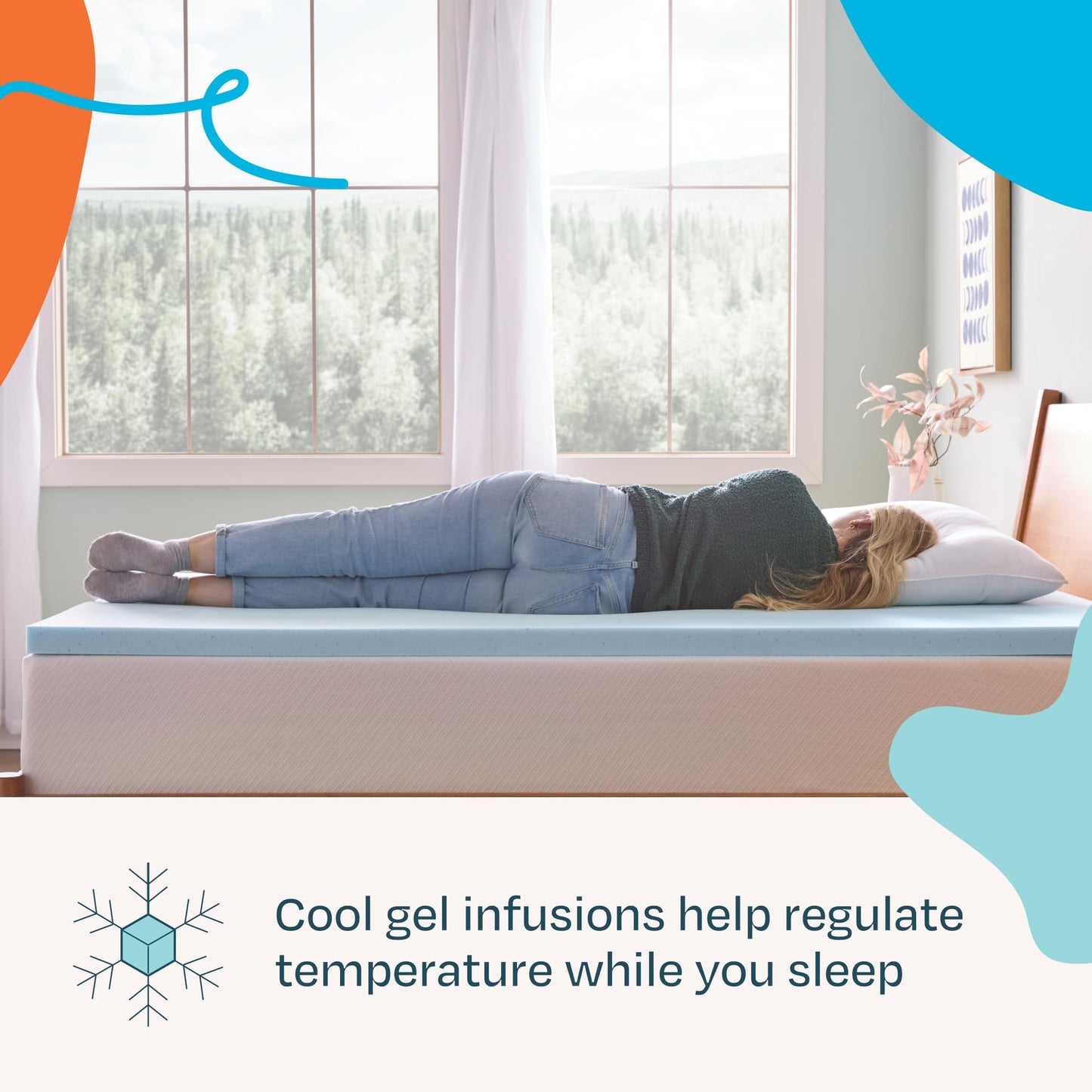 LINENSPA Memory Foam Mattress Topper - 2 Inch Gel Infused Memory Foam - Plush Feel - Cooling and Pressure Relieving - CertiPUR Certified - Dorm Room Essentials - Twin Size