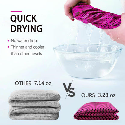 4 Packs Cooling Towel, 40" x 12" Microfiber Cooling Towels for Neck and Face, Soft Breathable Gym Towel for Working Out with Waterproof Bag & Carabiner, Sweat Towels for Running, Yoga, Travel, Climb