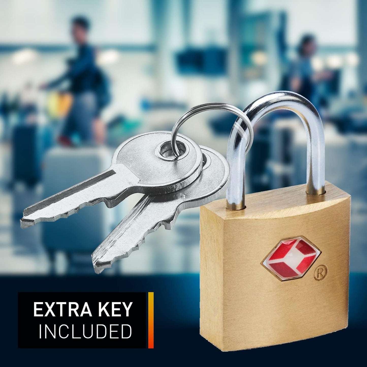 Lewis N. Clark Mini Brass Square TSA Lock + Padlock for Luggage, Suitcase, Carry On, Backpack, Laptop Bag or Purse - Perfect for Airport, Hotel, & Gym, 2 Keys Included - 3 Pack