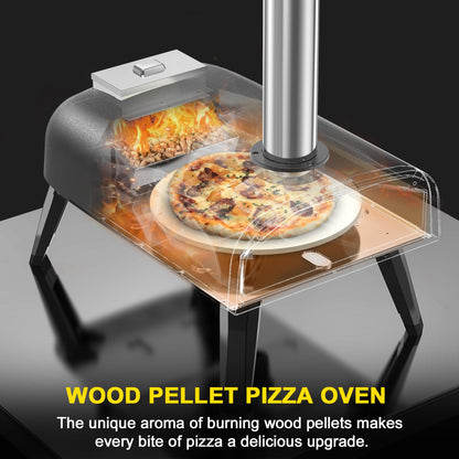 Outdoor Pizza Oven aidpiza 12" Wood Pellet Pizza Ovens With Rotatable Round Pizza Stone Portable Wood Fired with Built-in Thermometer Pizza Stove for Outside Backyard Camping Picnics