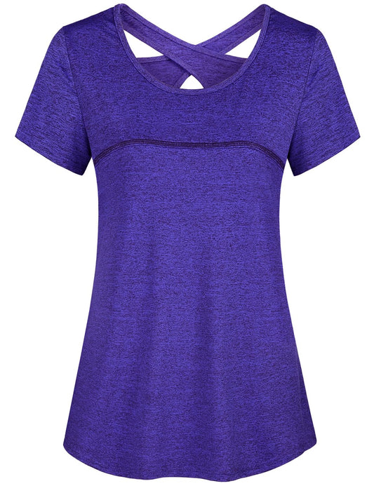 Kimmery Womens Summer Tops 2025 Womens Workout Tops for Women 2025 Womens Shirts for Women Shirts Casual Summer L Purple