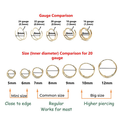 LUCKYJEWUS 14k Gold Filled 20G Double Hoop Nose Ring for Single Piercing, 20 Gauge Small Thin 8mm Spiral Nose Jewelry for Women Men