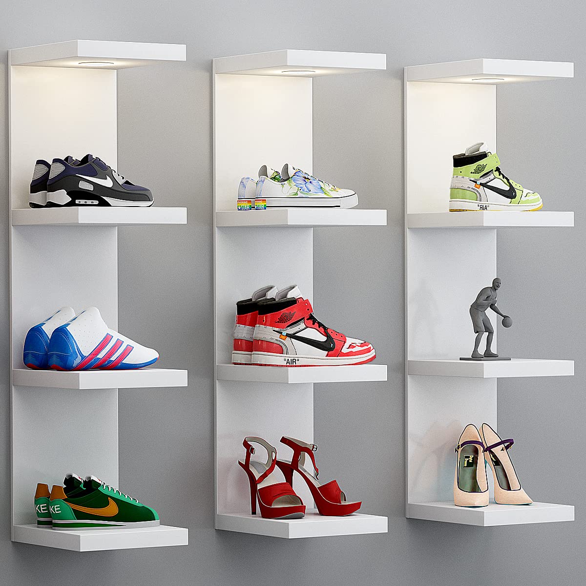 LitaEther Versatile 4 Tier Wall Shelf Unit,White Lack Wall Shelf,Display Floating Shelf with LED Remote Control Light