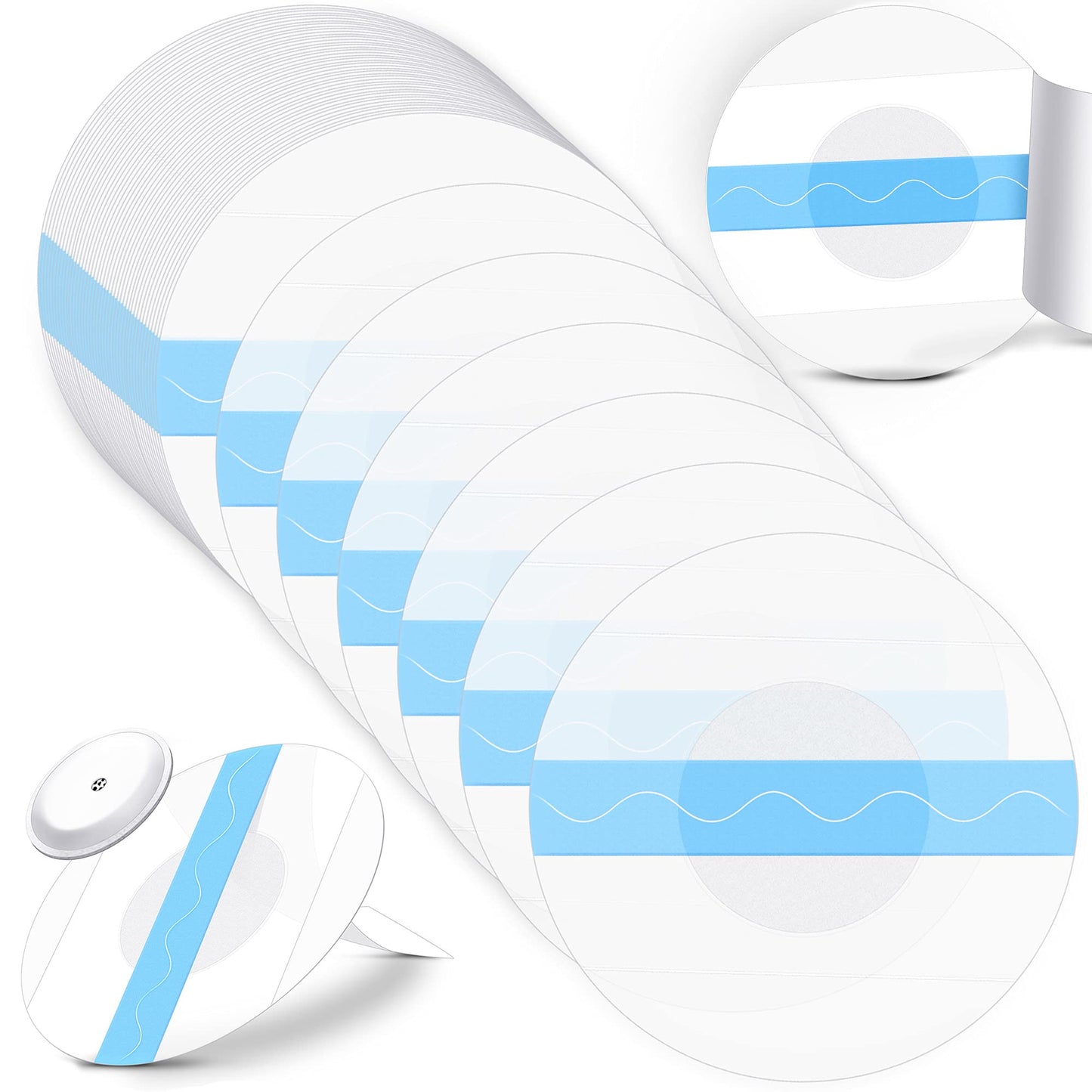 Nuanchu 48 Pack Sensor Covers Compatible with Freestyle Libre 1/2/3,Waterproof CGM Sensor Patches, Glucose Monitor Protector Long Lasting Without Hole (Blue)