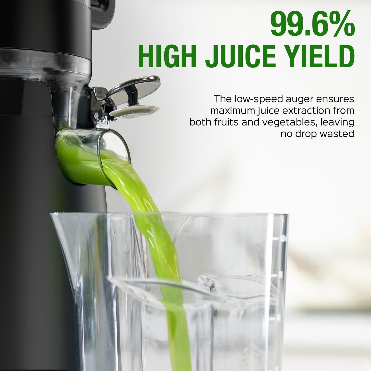 Juicer Machines, TUUMIIST Cold Press Juicer with 5.3" Extra Large Feed Chute Fit Whole Fruits & Vegetables Easy to Clean, High Juice Yield, BPA Free (Black)