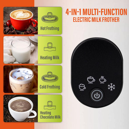 Milk Frother, Electric Milk Frother and Steamer 4 in 1 Automatic Coffee Steamer Frother, 11.8OZ / 350ML Warm and Cold Foam Frother For Coffee,Latte, Cappuccino, Macchiato, Hot Chocolate, White