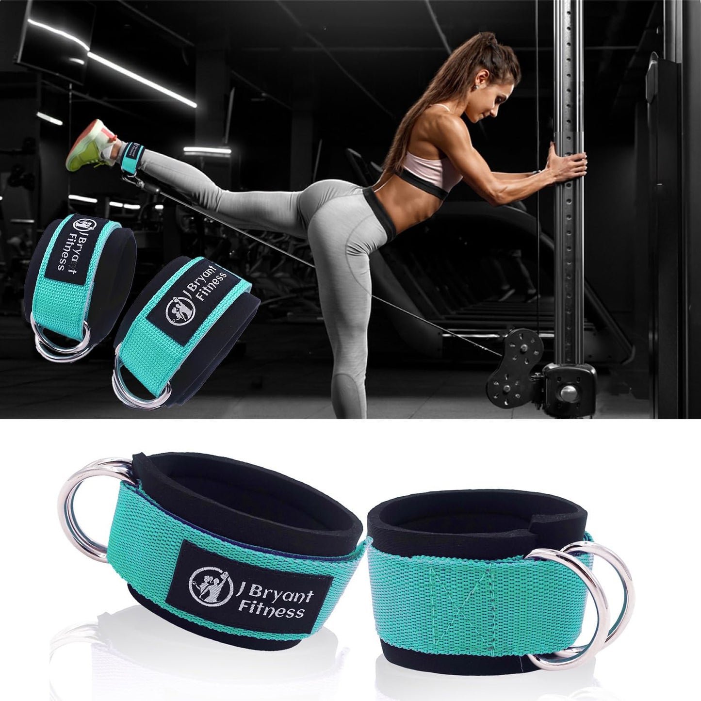 J Bryant Barbell Pad Set with 2 Ankle Straps for Cable Machines, Hip Resistance Band, Weight Lifting Straps, Thick Cushion Hip-Thrusts Pad with Carry Bag for Squats Bench Press Workout
