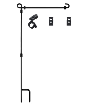 HOOSUN Garden Flag Stand, Premium Garden Flag Pole Holder Metal Powder-Coated Weather-Proof Paint with Tiger Clip and Spring Stoppers without flag