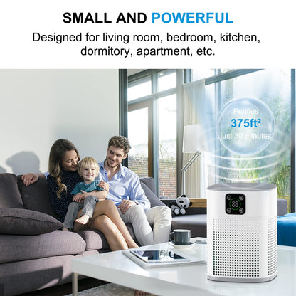 Air Purifiers for Bedroom, Honeyuan H13 HEPA Air Purifier for Home Large Room 600 sqft, Air purifiers with 360°Air Intake, 3 Fan Speeds, 3-Stage Filtration, White