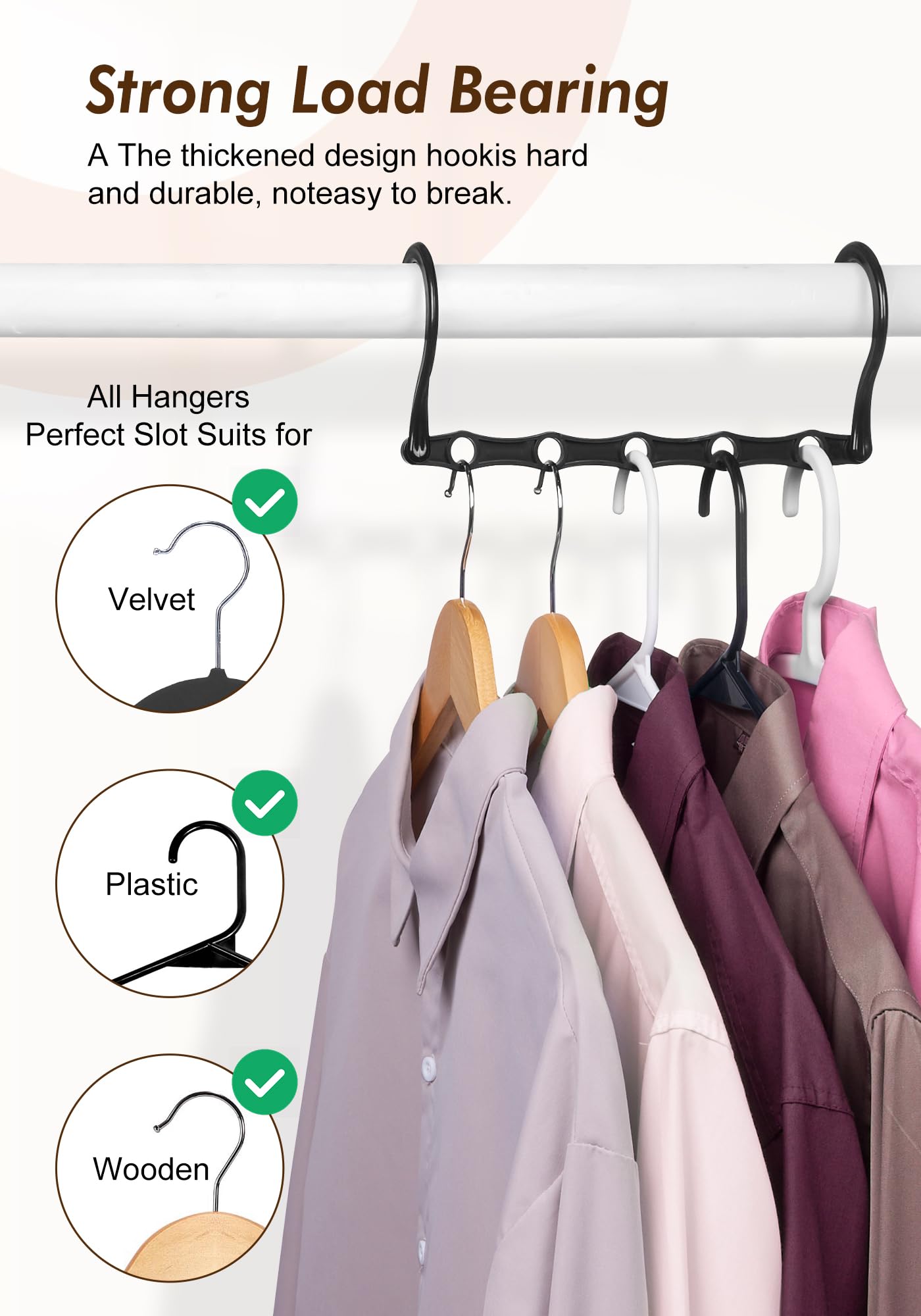HOUSE DAY Closet Organizers and Storage 12 Pack, College Dorm Room Essentials, Multifunctional Organizer Magic Space Saving Hangers with 5 Holes, Storage Organization for Wardrobe Closet