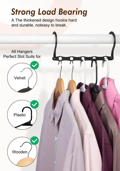 HOUSE DAY Closet Organizers and Storage 12 Pack, College Dorm Room Essentials, Multifunctional Organizer Magic Space Saving Hangers with 5 Holes, Storage Organization for Wardrobe Closet