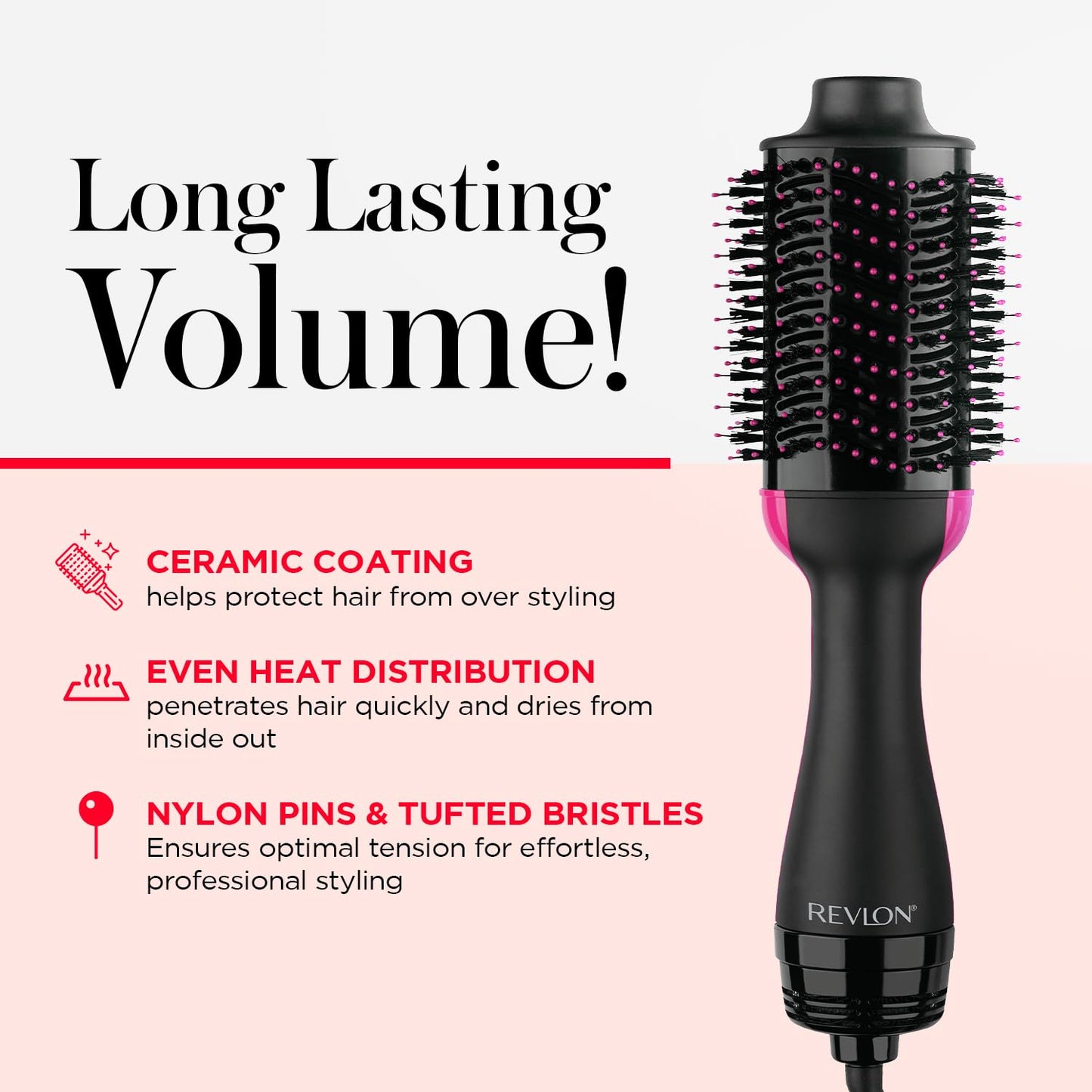 REVLON One-Step Volumizer Hair Dryer and Styler – Easy Salon-Style Blowouts – Less Frizz, More Shine, and Reduced Heat Damage, for All Hair Types and Lengths (Black)