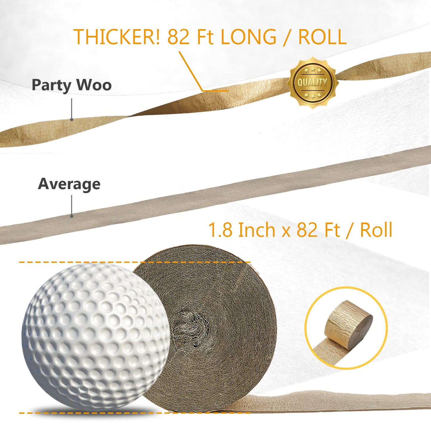 PartyWoo Crepe Paper Streamers 4 Rolls 328ft, Pack of Black and Gold Crepe Paper for Party, Wedding, Birthday, New Year's Eve Decorations (1.8 Inch x 82 Ft/Roll)