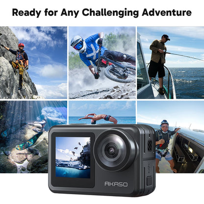 AKASO Brave 7 LE 4K30FPS 20MP WiFi Action Camera with Touch Screen EIS 2.0 Zoom Remote Control 131 Feet Underwater Camera with 2X 1350mAh Batteries Support External Microphone Vlog Camera