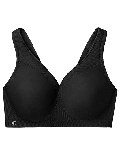 Glamorise Full Figure Plus Size MagicLift Seamless Sports Bra Wirefree #1006 Black