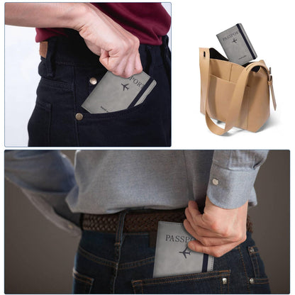 Passport Holder, Passport Cover with Credit Card Slot and Boarding Pass Slot Combo, Passport Wallet Case Book Travel Must Have, RFID Blocking Leather Travel Accessories, Grey