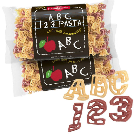 Pastabilities Fun Shaped Pasta for Kids (and Teachers) - ABC 123 Pasta - Letters and Numbers Fun Theme, Non-GMO Natural Wheat Pasta, All-Natural, Kosher Certified, Made in the USA, (2 Pack,14 Oz)