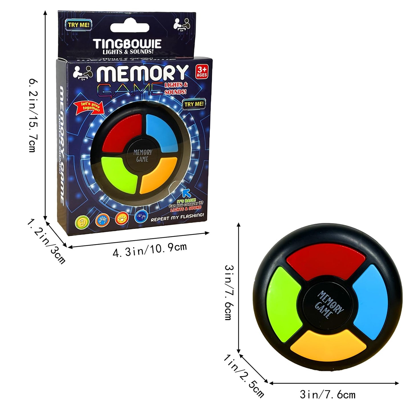 Light Up Memory Game Handheld Electronic Toys Color Memorizing Classic Board Games Quiz Game with Lights and Sounds (907) (907)