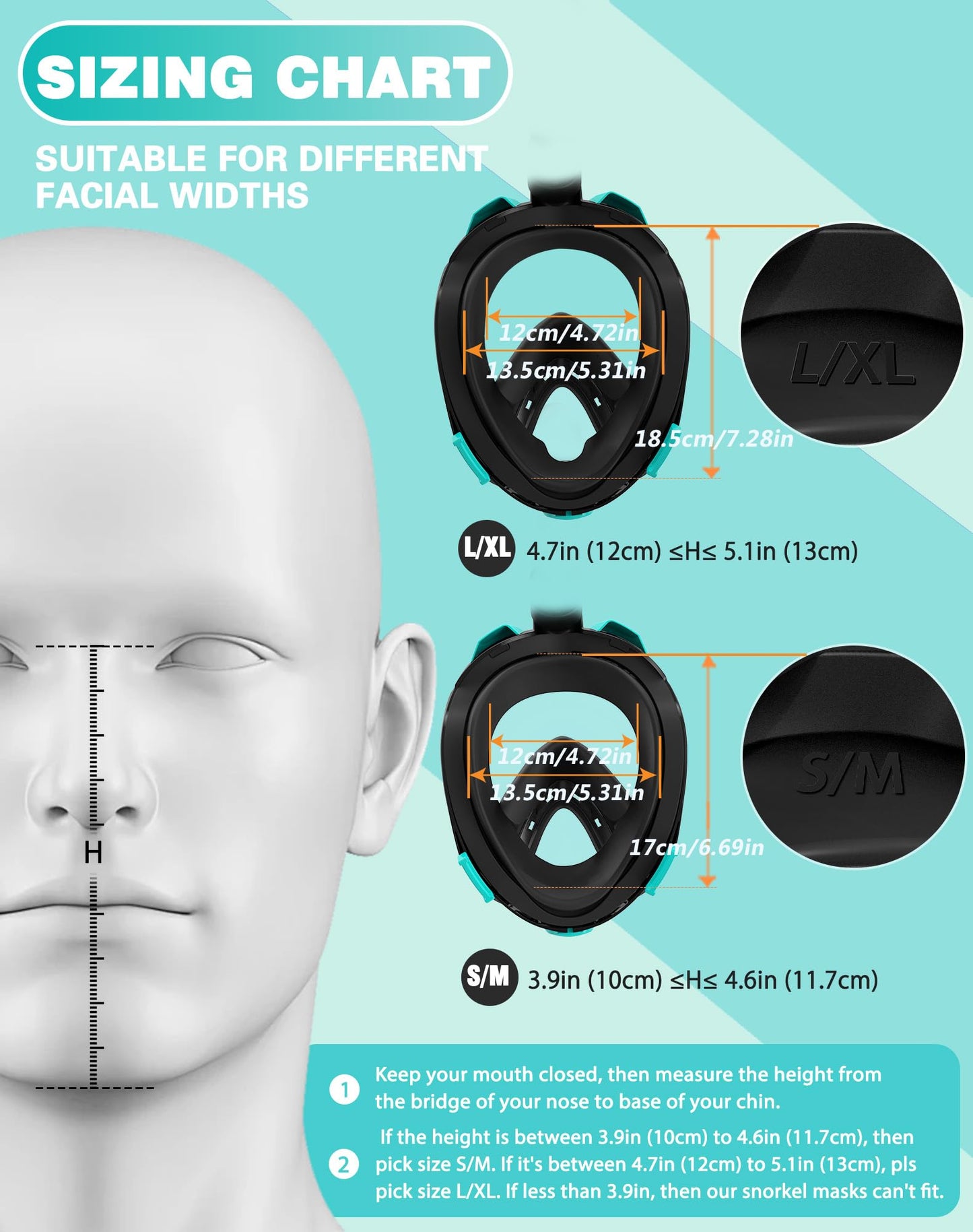 Viginsul Mask Fins Snorkeling Gear for Adults, Full Face Snorkel Mask & Adjustable Swim Fins Snorkel Set, Panoramic View Snorkel Mask Dry Top Anti-Fog Anti-Leak