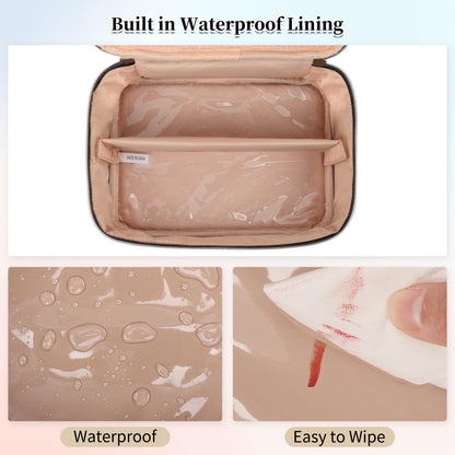 OCHEAL Makeup Bag, Double Layer Cosmetic Bag, Large Capacity Travel Makeup Organizer Bag, Make up Bags for Women and Girls Traveling Toiletry Bag With Handle and Divider-Black