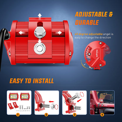 Nilight LED Light Bar 2PCS 60W 4Inch Triple Row Spot Flood Combo Lights w/Wiring Kit for Fog Driving Work Lighting on Off-Road Truck Tractor SUV ATV UTV Golf Cart Boats