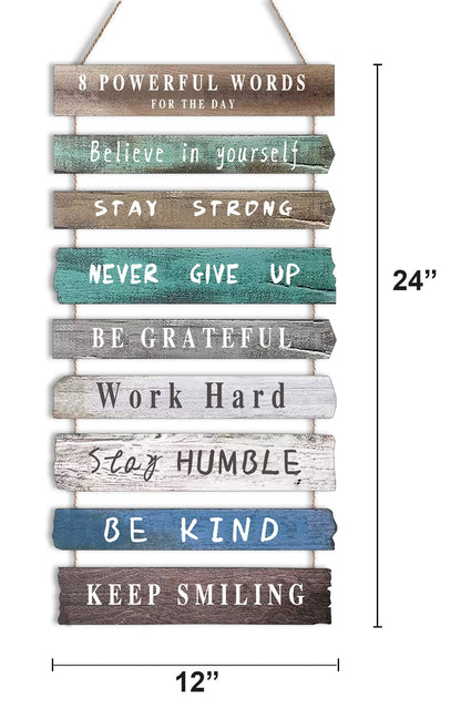 Inspirational Wall Art Decor for Office, Wooden Rustic Hanging Motivational Wall Art Decoration Sign, Inspiring Positive Quotes Wall Art for Home Living Room Bedroom Bathroom Classroom Gym 12"x24"