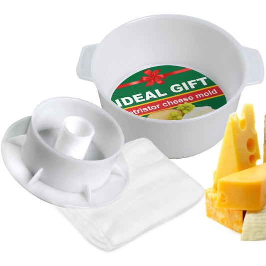 PetriStor Cheese Mold for Cheese Making Cheese with Follower Piston 1.3QT and Cheesecloth - Cheese Form Mold - Cheese Making Basket - Paneer Cheese Press Mold - Molde Para Queso