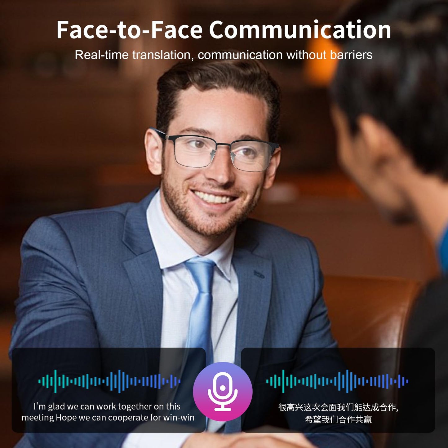 AI Translator Smart Glasses for Men Women, Bluetooth Audio Sunglasses with Photochromic Lenses, Voice Assistant, Open Ear Lighweight Eyeware, Real-Time Translation, Supports 160+ Languages (Silver)