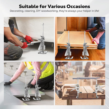 Raynesys Labor Saving Arm Jack 2 Pack, 12 Inch All-Metal Hand Lifting Jack Tool, Precise Control Slow/Fast Descent, 440LBS Capacity Wall Tile Locator for Lifting Door Furniture, Wall Tile Positioning