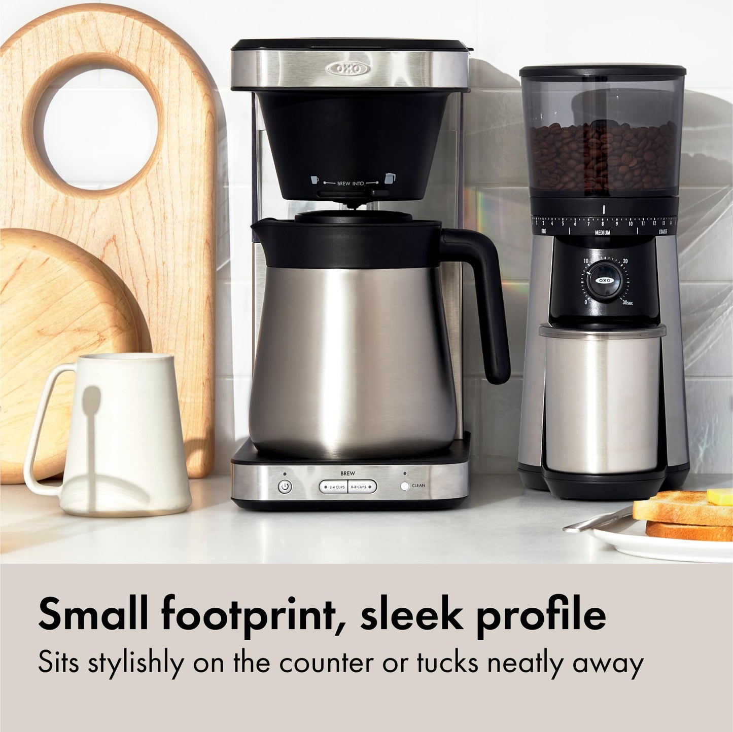 OXO Brew 8-Cup Coffee Maker - Single-Serve & Carafe, Thermal Stainless Steel, SCA Certified