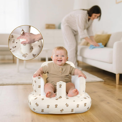 Mink Inflatable Baby Seat for Babies 3+ Months,Infant Floor Seats for Sitting Up,Portable Blow Up Baby Chair with Built in Air Pump, Ideal for Sitting Up and Learning to Play (Bear Cub)