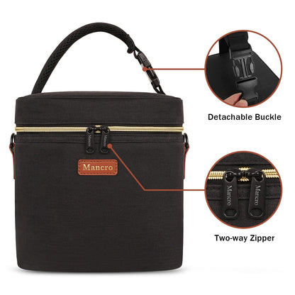 Mancro Breastmilk Cooler Bag with Ice Pack, Fits 6 Baby Bottles Up to 9 Ounce Insulated Baby Bottle Bag, Breast Milk Cooler on The go with Strap, Bottle Storage Bag for Nursing Mom Daycare, Black