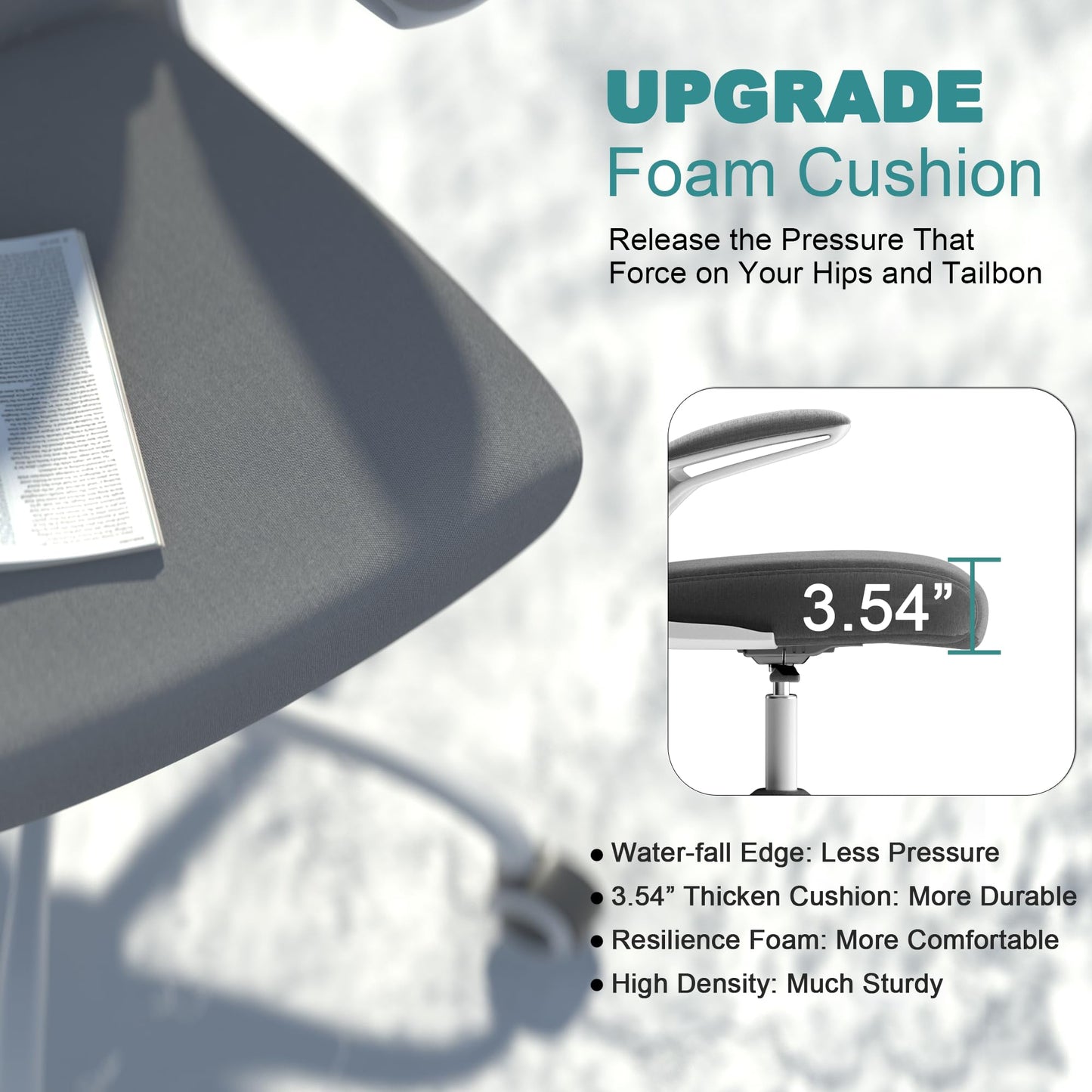 Mimoglad Office Chair, High Back Ergonomic Desk Chair with Adjustable Lumbar Support and Headrest, Swivel Task Chair with flip-up Armrests for Guitar Playing