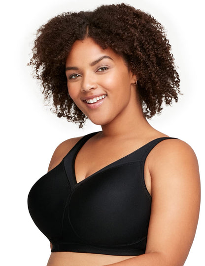 Glamorise Full Figure Plus Size MagicLift Seamless Sports Bra Wirefree #1006 Black