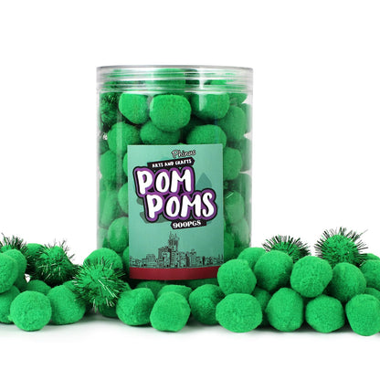 Phinus 200 PCS Pom Poms, 1 Inch Pompoms for Crafts, Soft and Fluffy Craft Pom Poms, Pom Pom Balls, for Arts and Craft Making Decorations (Green)