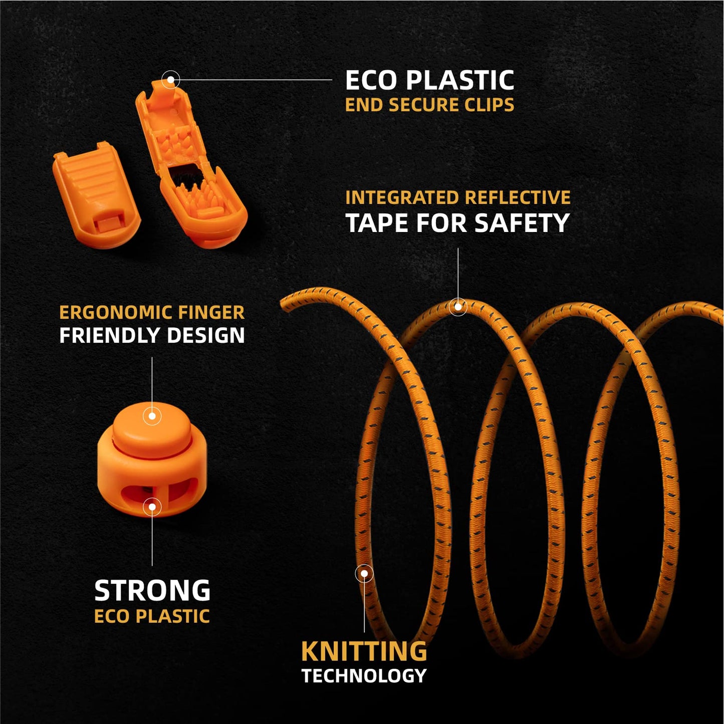 No Tie Shoelaces - Tieless Elastic Shoe Laces - Strong Lock Shoelaces for Sneakers - One Size Fits All for Adults and Kids(Black)