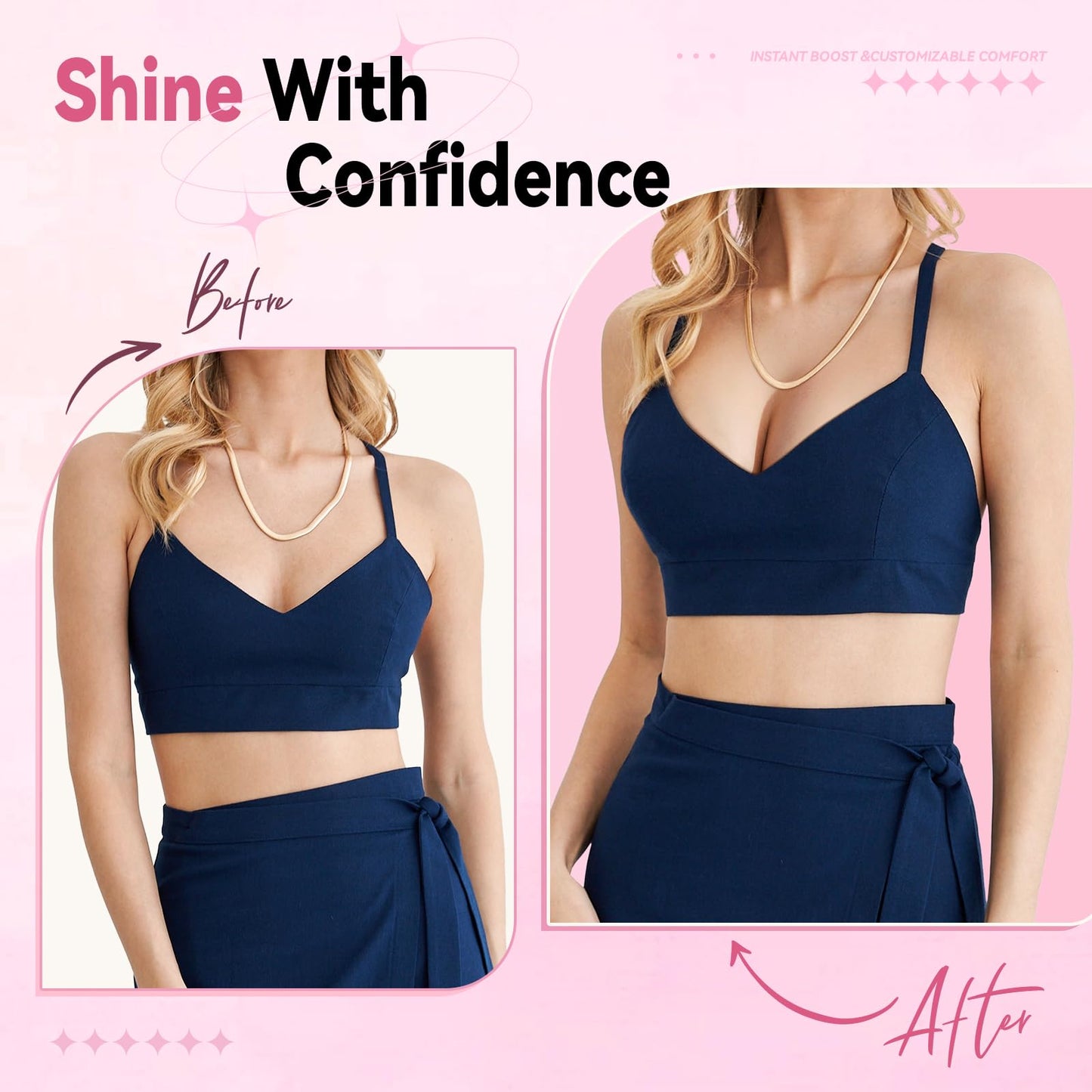 Mearter Ultra Push up Sticky Bra Pads | Double Sided Adhesive Inserts | Stick on for Sports Bra Swimsuit (Medium, Beige)