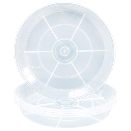 Afrine 6 Pack Plant Saucer Drip Tray, 4 5 6 8 9 10 12 14 16 18 inch, Heavy Sturdy Plastic Planter Flower Pot Saucers for Indoor Outdoor Garden, Plant Water Drip Trays for pots Base (4", Clear)