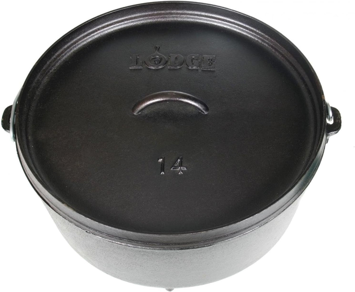 Lodge 10 Quart Pre-Seasoned Cast Iron Camp Dutch Oven with Lid - Dual Handles - Use in the Oven, on the Stove, on the Grill or over the Campfire - Black
