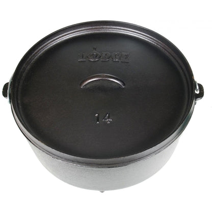 Lodge 10 Quart Pre-Seasoned Cast Iron Camp Dutch Oven with Lid - Dual Handles - Use in the Oven, on the Stove, on the Grill or over the Campfire - Black