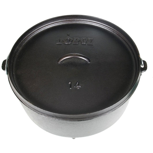 Lodge 10 Quart Pre-Seasoned Cast Iron Camp Dutch Oven with Lid - Dual Handles - Use in the Oven, on the Stove, on the Grill or over the Campfire - Black