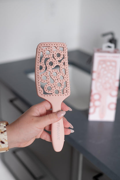 FRAMAR Professional Vented Hair Brush – Curved Hair Brush For Blow Drying, Wet Paddle Brush For Hair, Vent Brush For Blow Drying, Wet Hairbrush For Women – Heat Resistant - Champagne