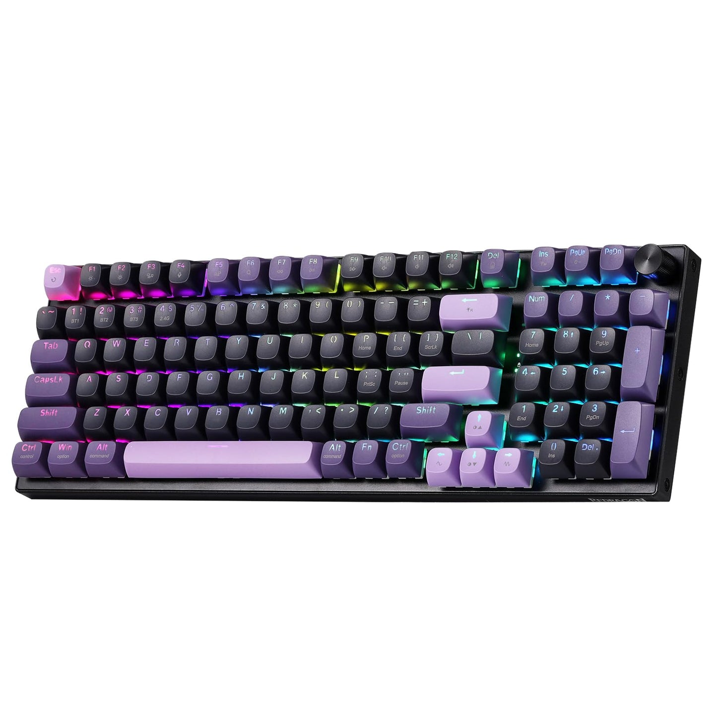 Redragon K740 PRO 98 Keys Wireless RGB Gaming Keyboard, 3-Mode PBT Mechanical Keyboard w/Solid Aluminum Base, Dedicated Knob Control & Hot-Swap Socket, Custom Linear Switch