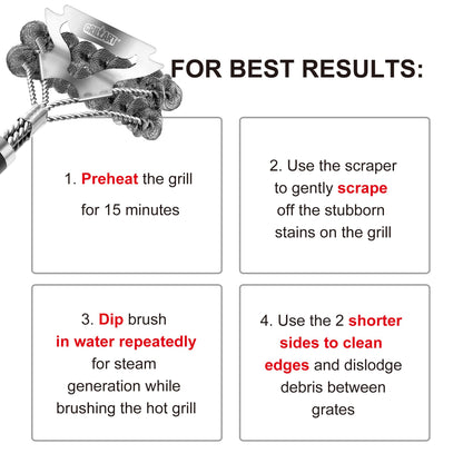 GRILLART Grill Brush for Outdoor Grill Bristle Free - Safe BBQ Grill Cleaner Brush - 18" BBQ Brush for Grill Cleaning Kit -Stainless Grill Cleaning Brush BBQ Grill Accessories Tools- Gifts for Men Dad