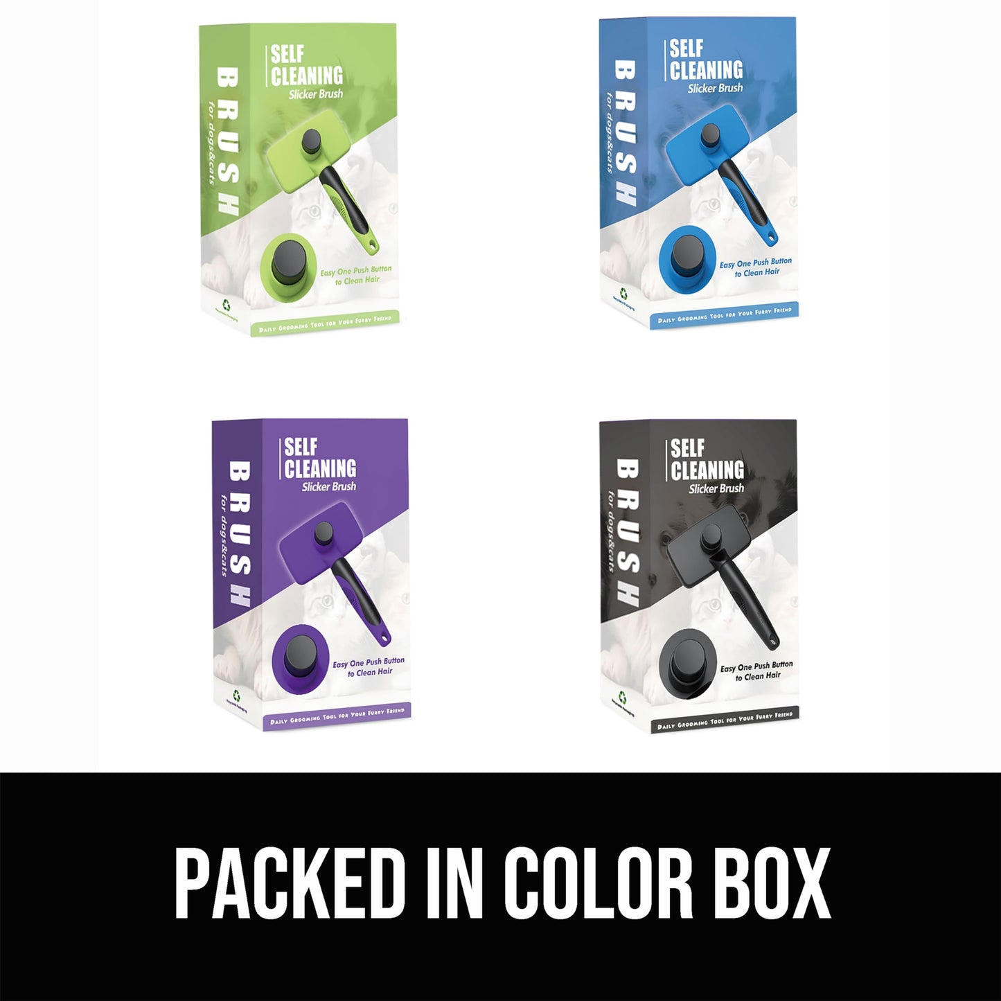 OEFEO Self Cleaning Slicker Brush for Dogs& Cats, Skin Friendly Grooming Brush for Shedding Long&Short Haired Dogs& Cats, Deshedding Pet Supplies Accessories, Green