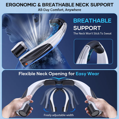 JIJ Neck Fan – Portable Neck Fan Rechargeable with 6 Adjustable Speeds, Neck Cooler with 360° Surround Breeze, Upgraded Long-lasting Wearable Fan for Hot Weather, Travel, Outdoor, Camping, Men & Women