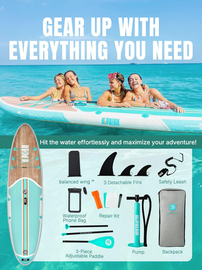 Niphean Inflatable Stand Up Paddle Board with Stabiltrac Fin Design and SUP Accessories, Anti-Slip EVA Deck, 10’6’’ Inflatable Paddle Boards for Adults & Youth of All Skill Levels