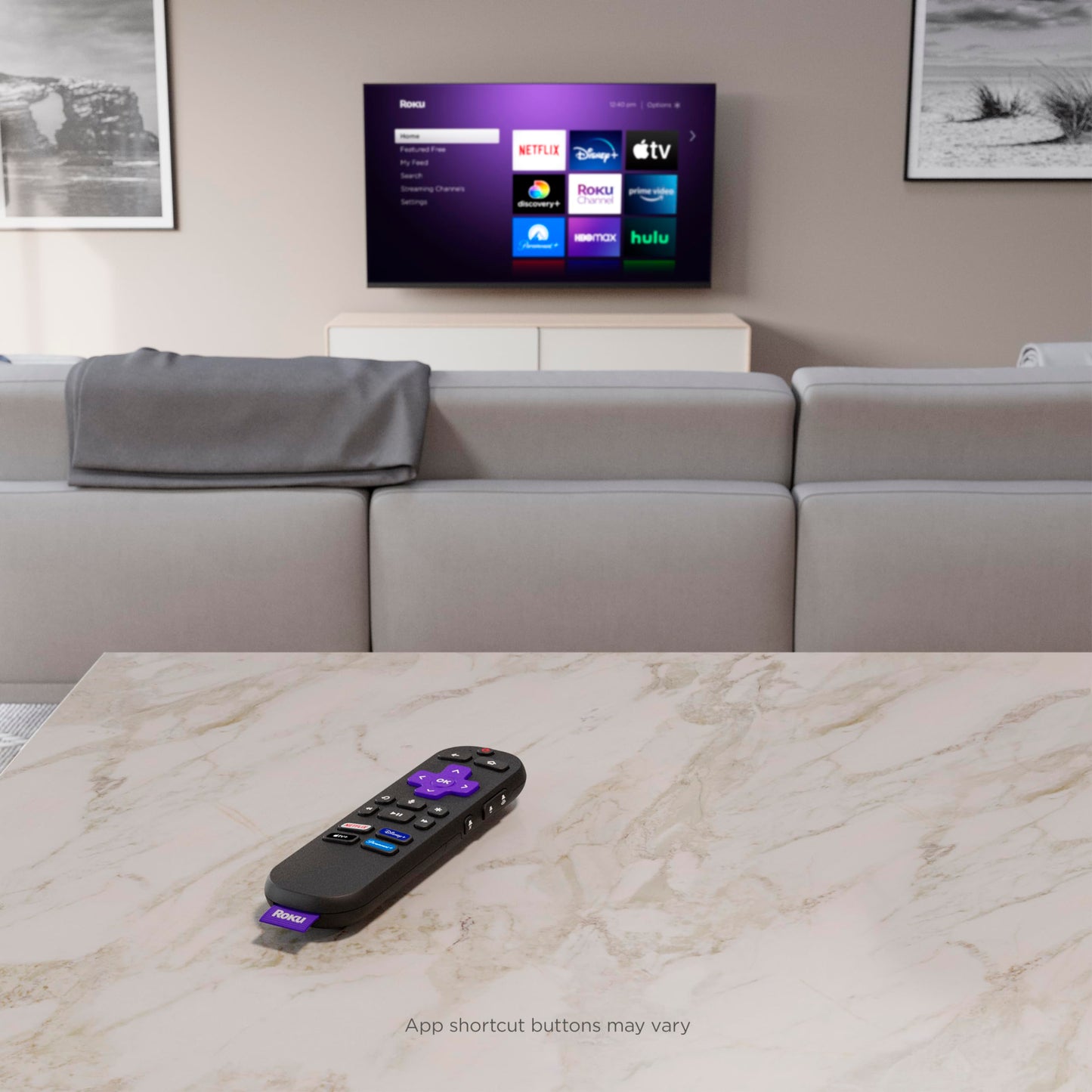 Roku Voice Remote | Replacement TV Remote Control with Voice Control, Simple Setup, & Pre-Set App Shortcuts - Compatible with Roku TV, Players, & Audio Devices