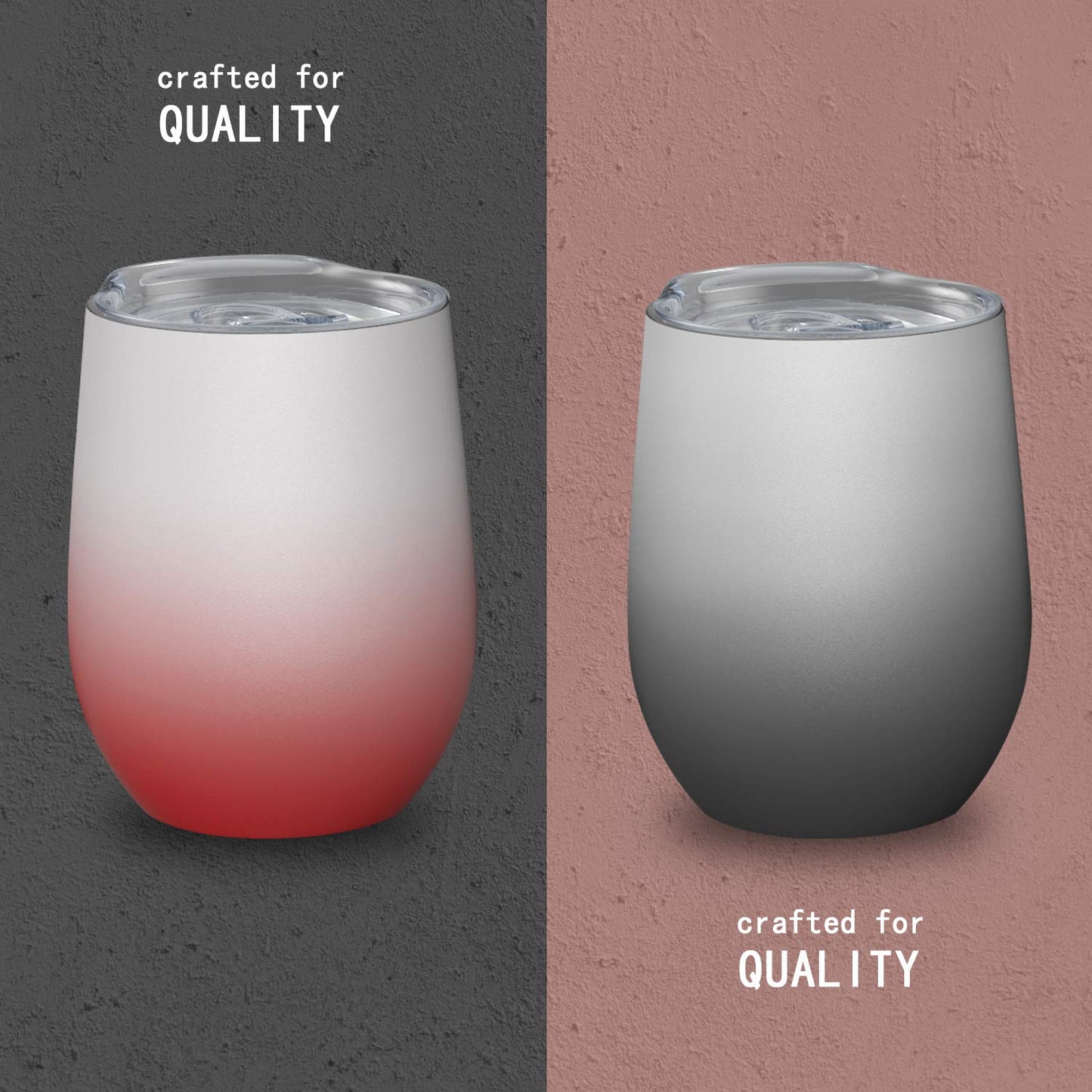 NATUMAX Wine Tumblers with Lid, 12 oz Stainless Steel Stemless Wine Glasses Double Wall Vacuum Travel Insulated Cup for Coffee, Drinks, Champagne, Beverage, Set of 2